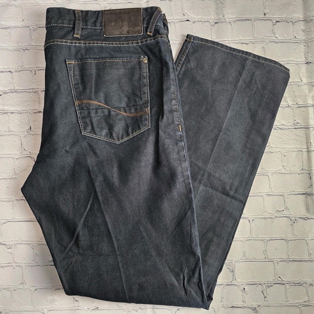 Celio* C*FIVE Jeans Size 42X34 Moto Denim Thick Stitch Embroidered  Straight Leg